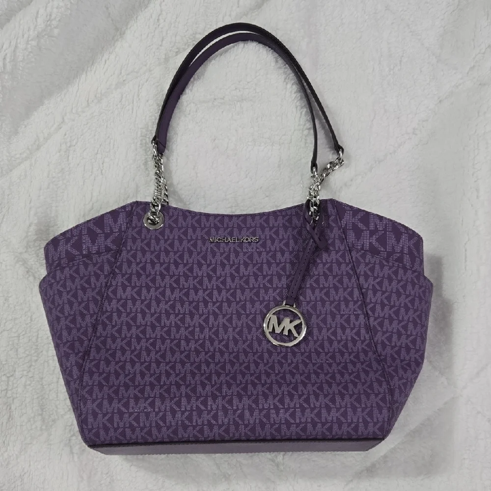 Michael Kors Purple Signature Canvas Tote - Picture 6 of 12